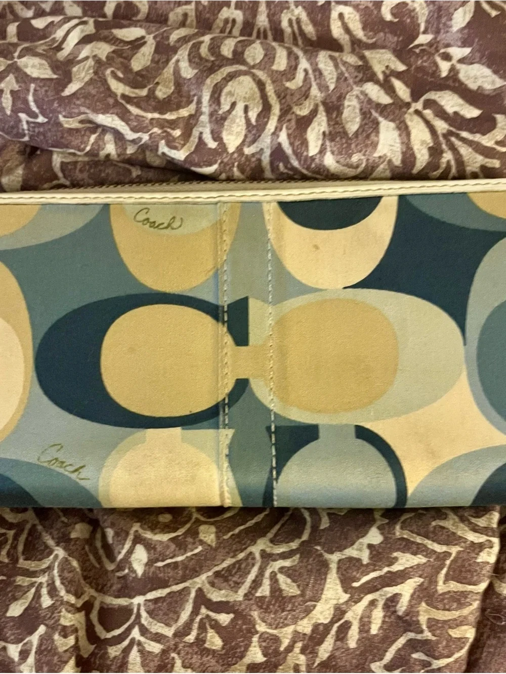 Coach Signature 'C' Wallet in Blue and Tan